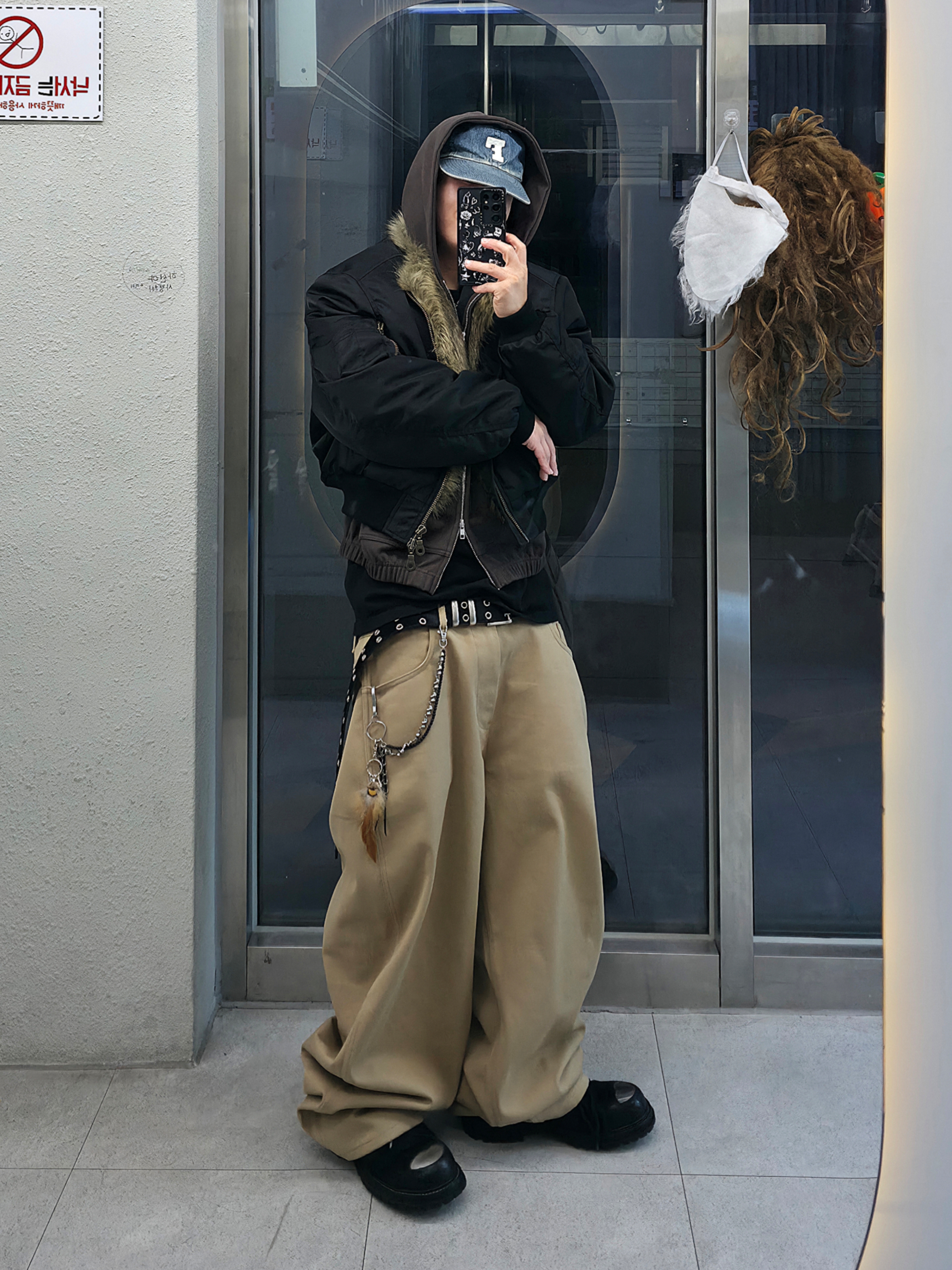Fullcount 6 Panel Denim Baseball Cap F Patch Indigo Blue, Kamien x MJD Double Hole Belt Black Shearling Calfskin 착용 스타일 - 2