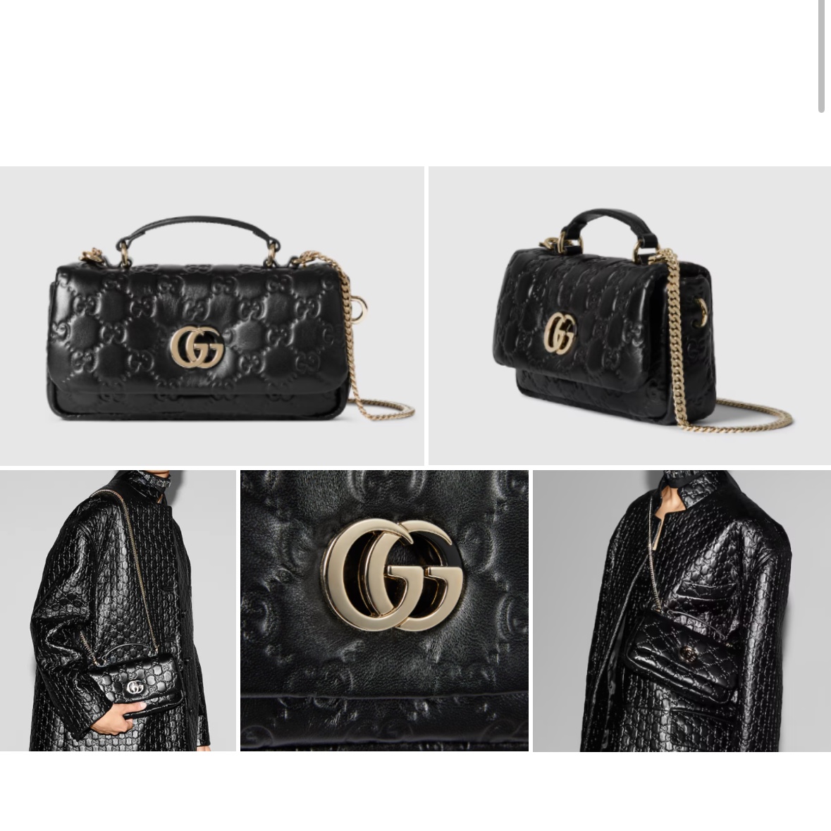 Gucci GG Milano Mini Top Handle Bag Black Leather 착용 스타일 - 9