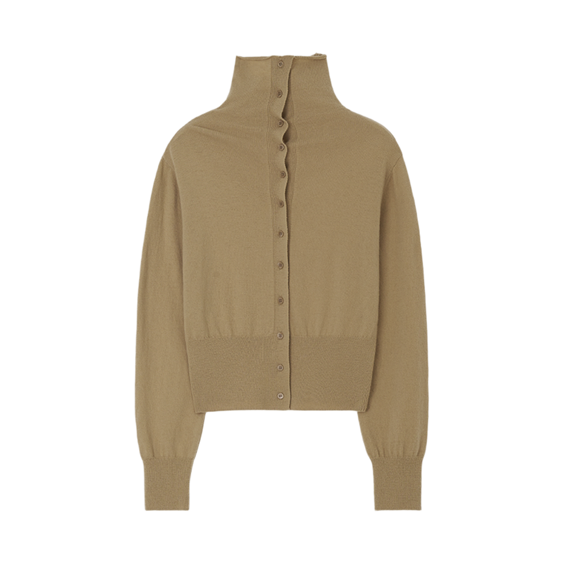 APB3CD070BEFF GBH APPAREL Merino Wool Highneck Cardigan / Beige