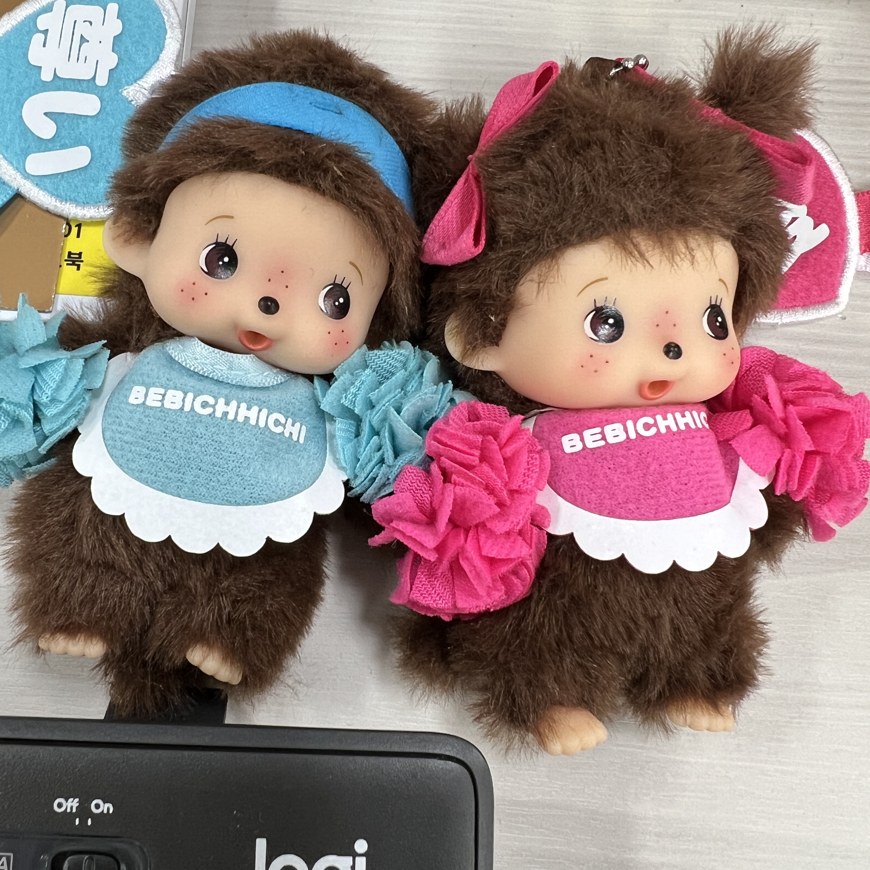 Monchhichi Happy Color Bebichhichi Keychain Boy, Monchhichi Happy Color Bebichhichi Keychain Girl 착용 스타일 - 1