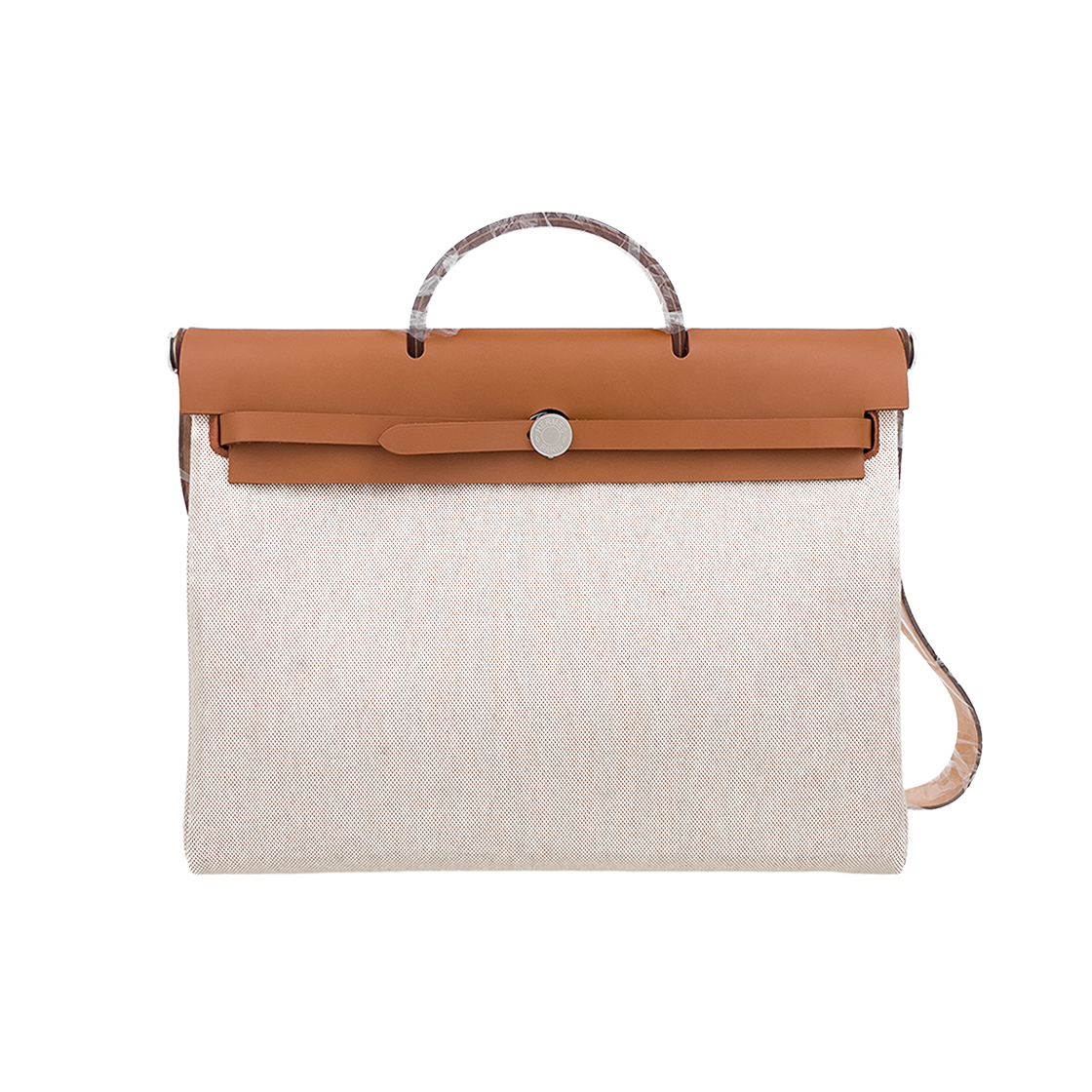 ITDWLIDVWOGQ Hermes Herbag GM Ecru Beige/Silver B Stamp (5HB0668)