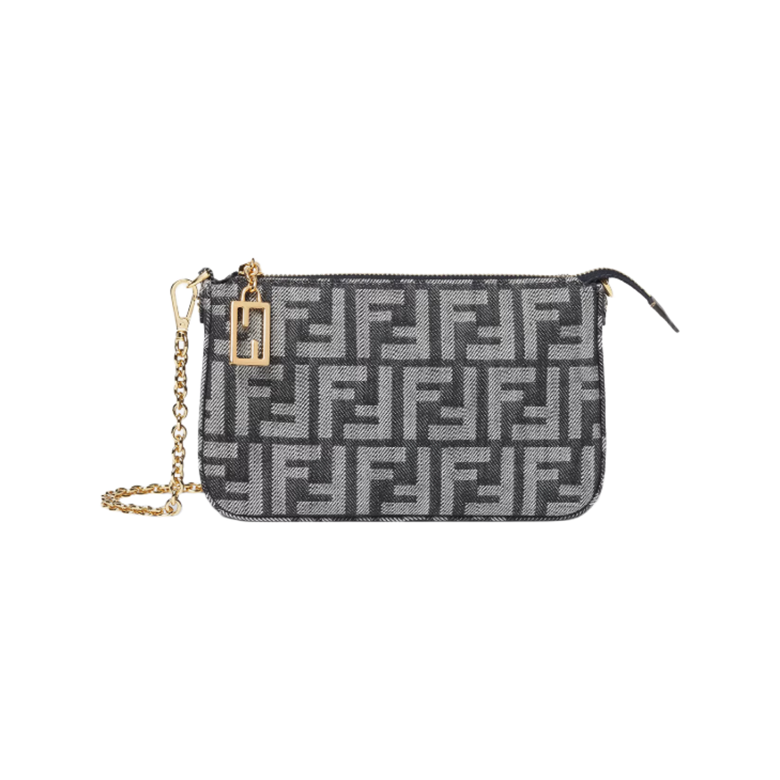 8BS073AYB7F1UJ5 Fendi Baguette FF Jacquard Pouch Dark Blue
