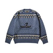 Kapital 8G Fair Isle Crew Sweater Canoe Blue