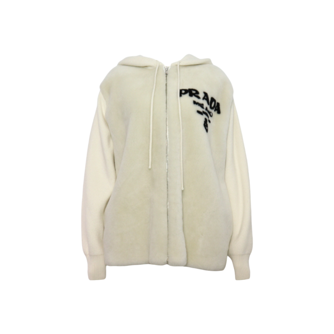 ITUM7V3NVLV2 Prada P25I09 Fur Shearling Oversized Women's Hoodie Jacket