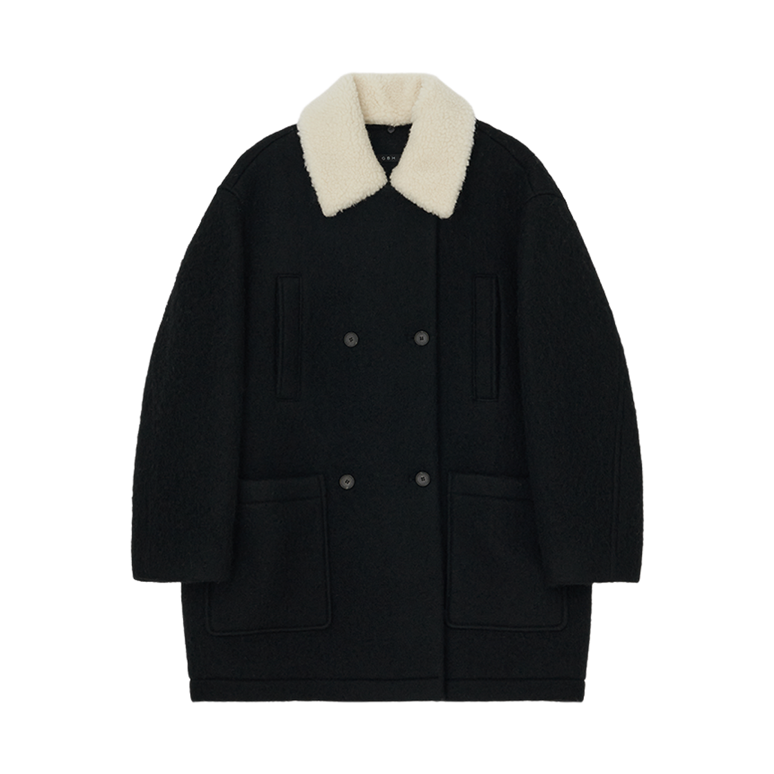 지비에이치 어페럴 울 더블 브레스티드 피 코트 / 블랙(GBH APPAREL Wool Double Breasted Pea Coat / Black) - 1