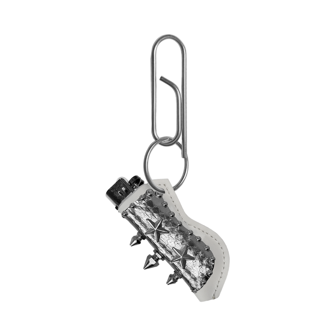 DN-LTR-15 DIRT NAP Double Star Spike Leather Lighter Holder Keyring White