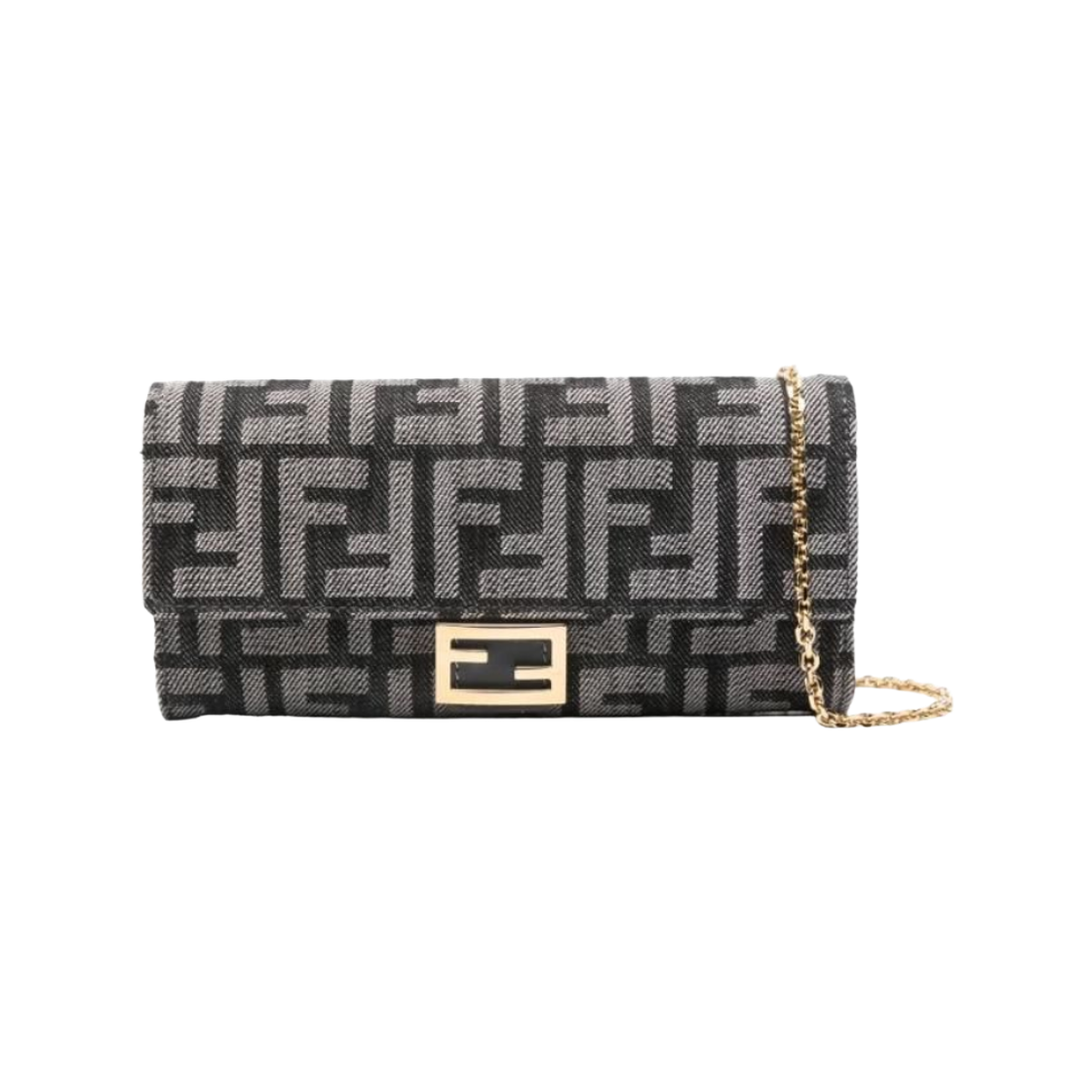 8M0365AUT4F1UJ5 Fendi Baguette Chain Long Wallet Dark Blue