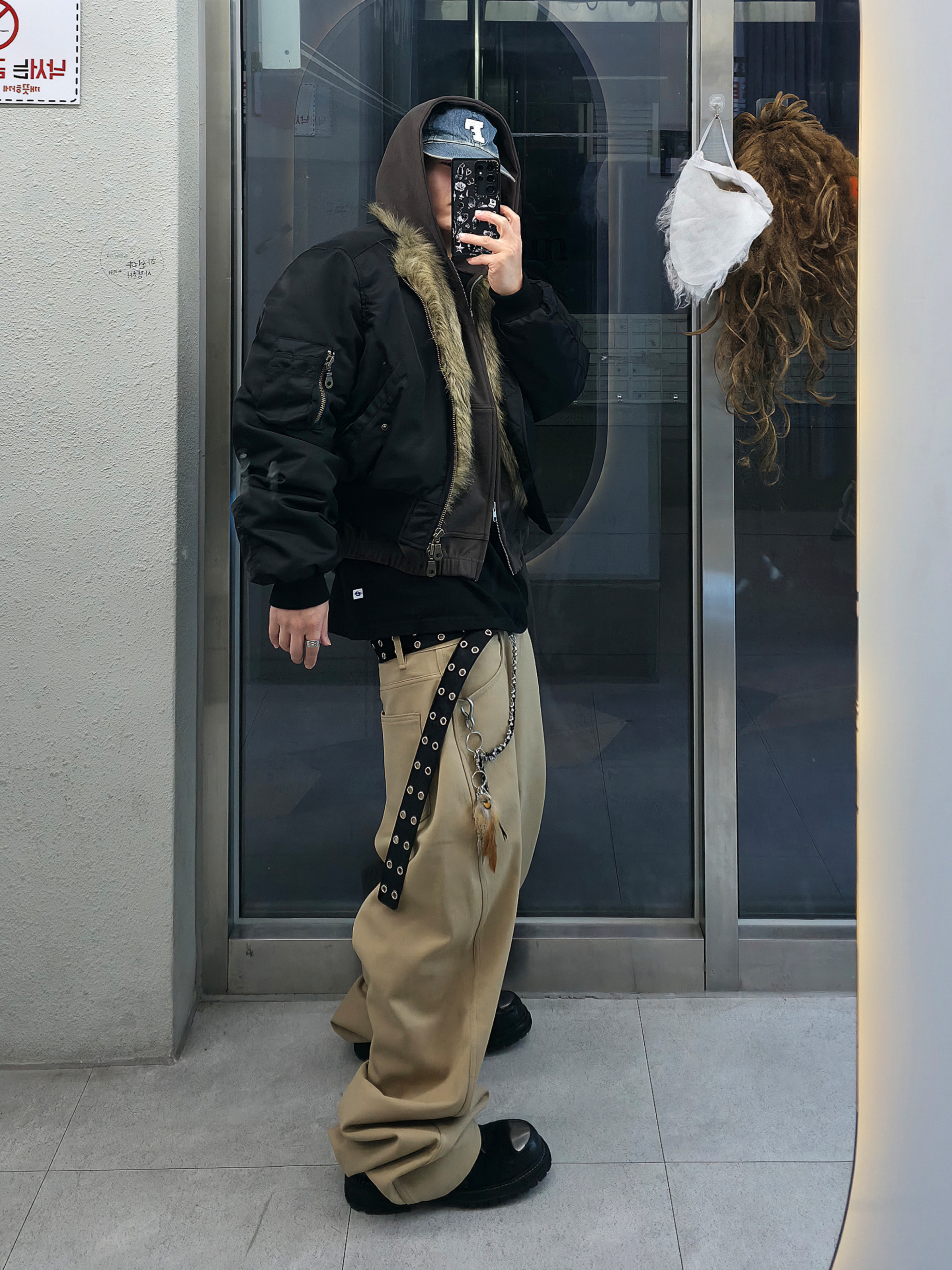 Fullcount 6 Panel Denim Baseball Cap F Patch Indigo Blue, Kamien x MJD Double Hole Belt Black Shearling Calfskin 착용 스타일 - 3