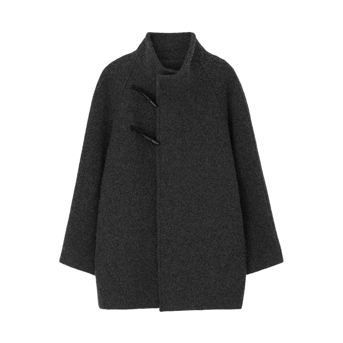 지비에이치 어페럴 하이넥 토글 코트 / 차콜