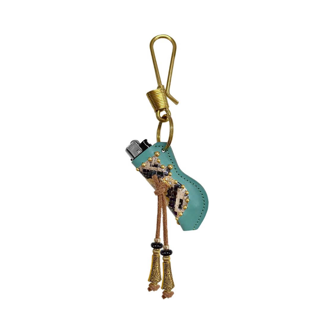 더트냅 브라스 태슬 레더 라이터 홀더 키링 민트(DIRT NAP Brass Tassel Leather Lighter Holder Keyring Mint)