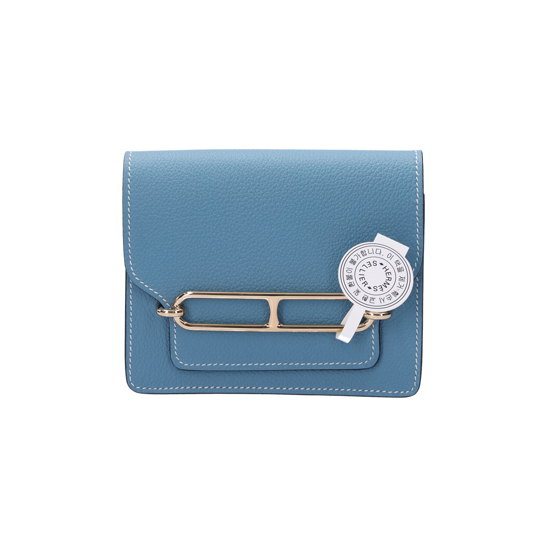 ITGV6UMKMWU2 Hermes H082053CPD2 Slim Wallet in Evercolor New Blue Jean with B Engraving