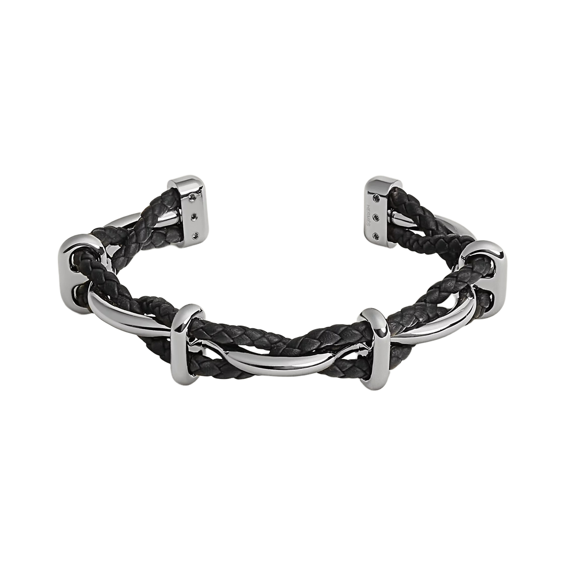 H100130FP89 Hermes Egee Bracelet Metal Swift & Palladium Noir