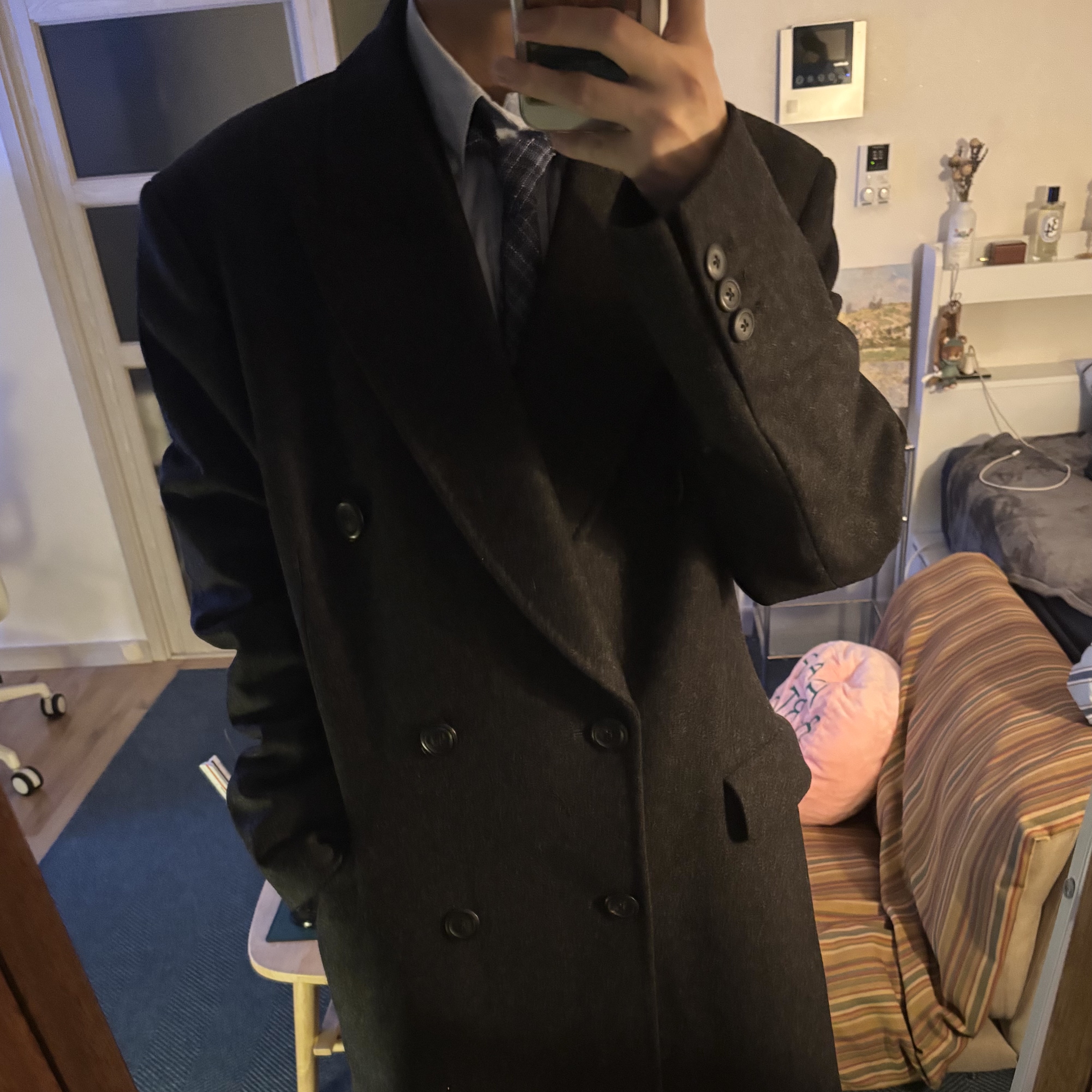 Our Legacy Hairy Wool Whale Coat Black 착용 스타일