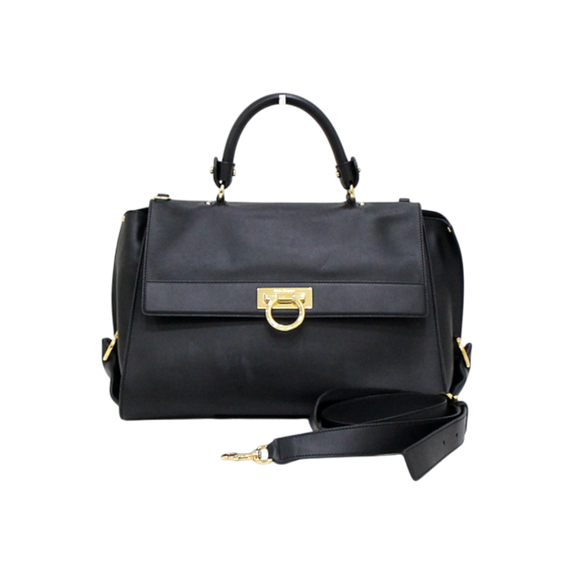 ITGA836SKO8U Ferragamo 21 D543 Black Gancini Sofia Tote & Shoulder Bag