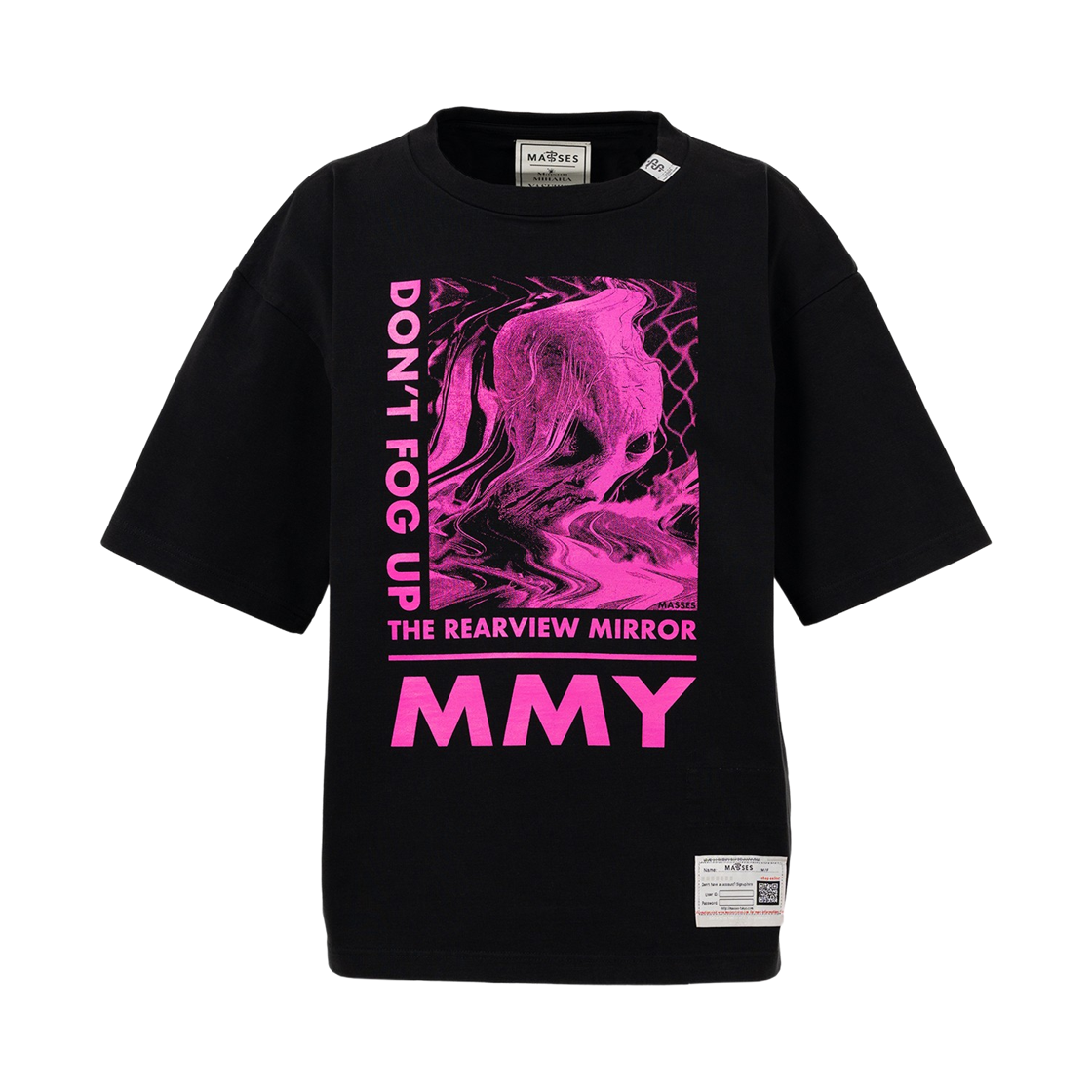 메종 미하라 야스히로 x 마시스 돈 포그 업 프린트 티셔츠 블랙(Maison Mihara Yasuhiro x Masses Don't Fog Up Print T-shirt Black)
