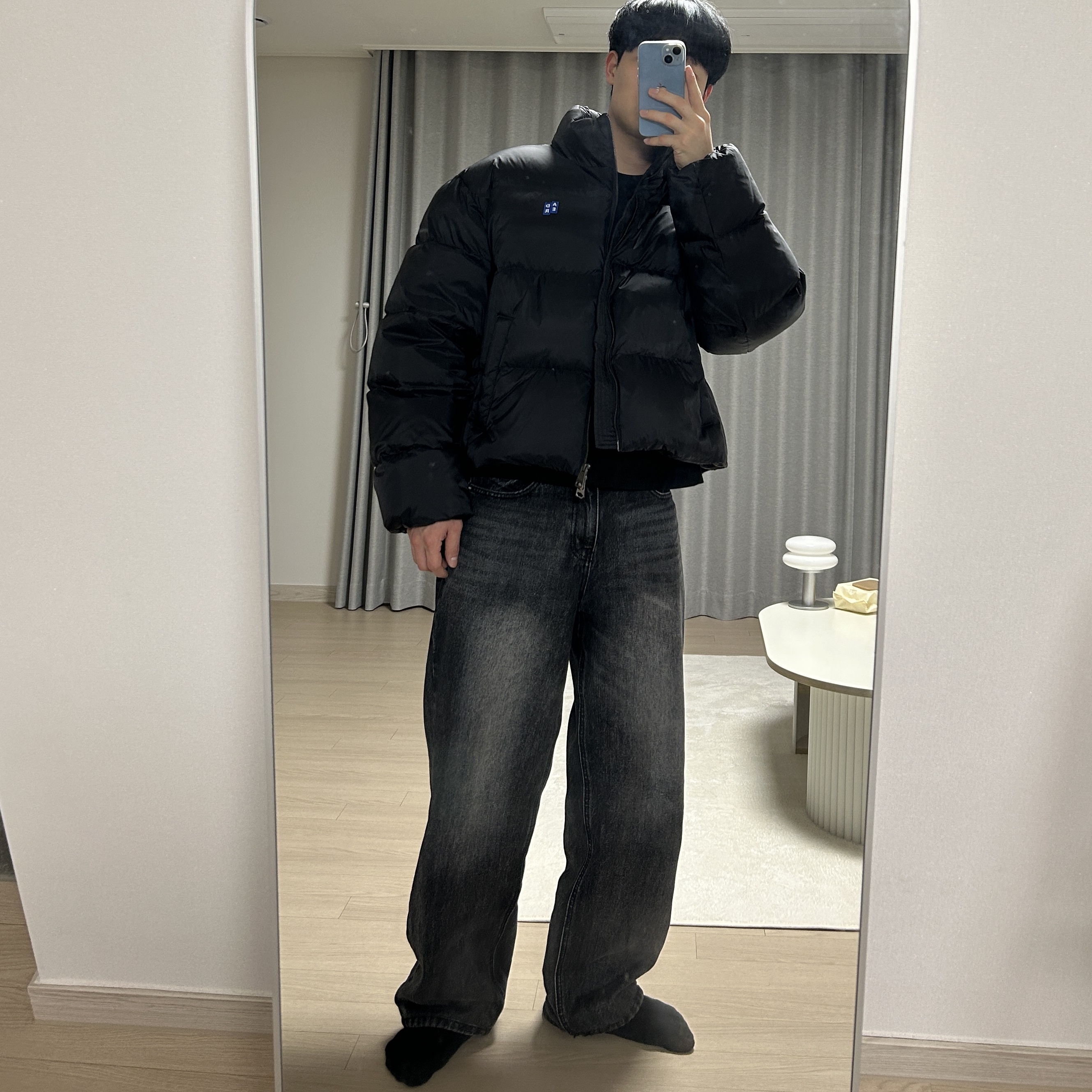 Ader Error Sig; TRS/BL Tag Puffer Jacket 01 Noir 착용 스타일 - 1