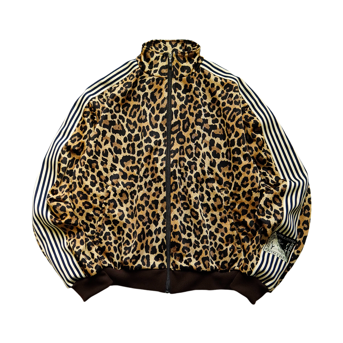 캐피탈 스무스 저지 레오파드 프린트 스턴트맨 앤 우먼 트랙 자켓 브라운(Kapital Smooth Jersey Leopard Print Stuntman & Woman Track Jacket Brown)