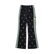 Kapital 11W Stretch Corduroy Duck Embroidery Track Pants Banner Stripe Black