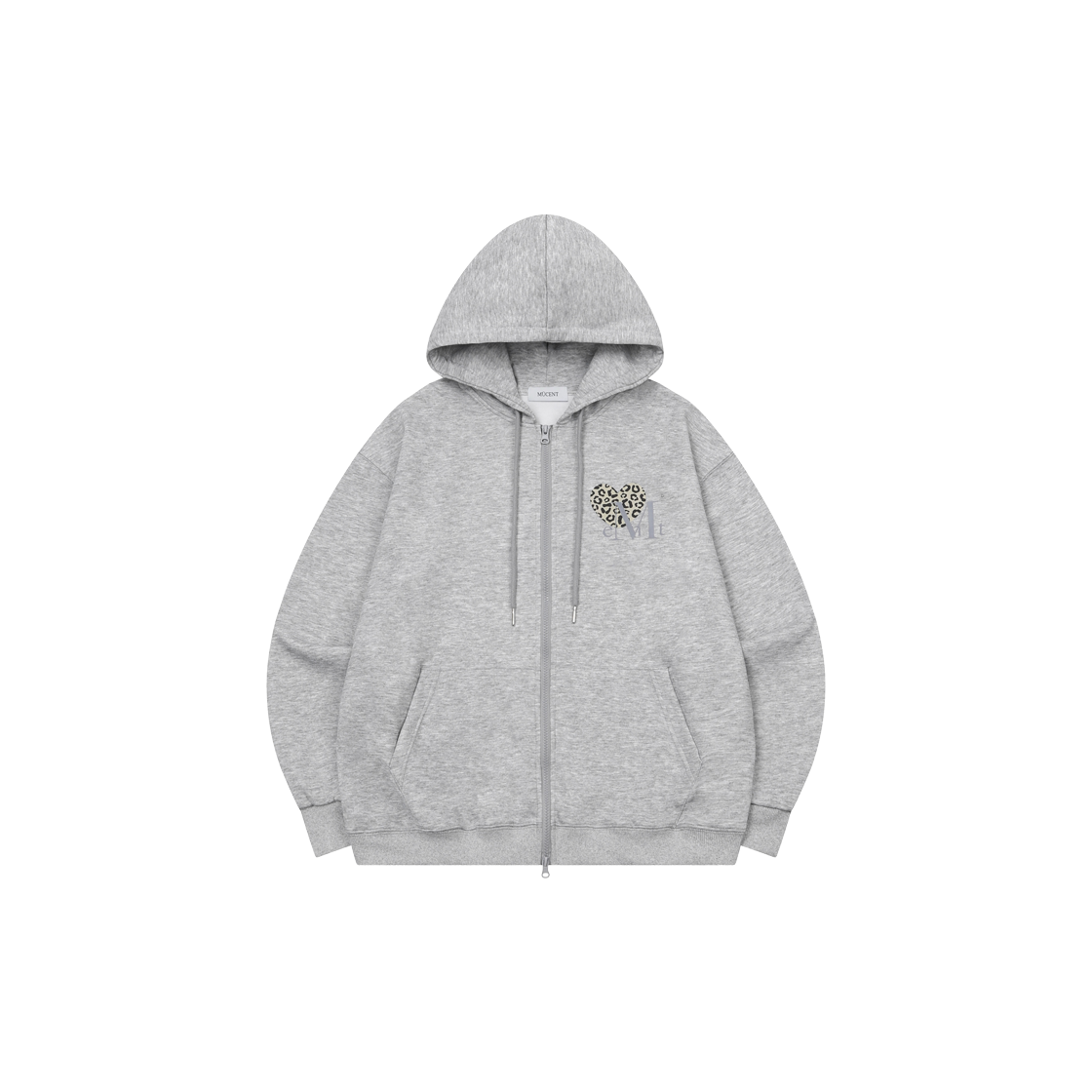 무센트 시에라 호피 하트 후드 집업 남녀공용 (2컬러) 그레이-호피브라운(MUCENT Sierra Leopard Heart Hood Zip-Up Unisex (2Color) Gray-Leopard Brown)