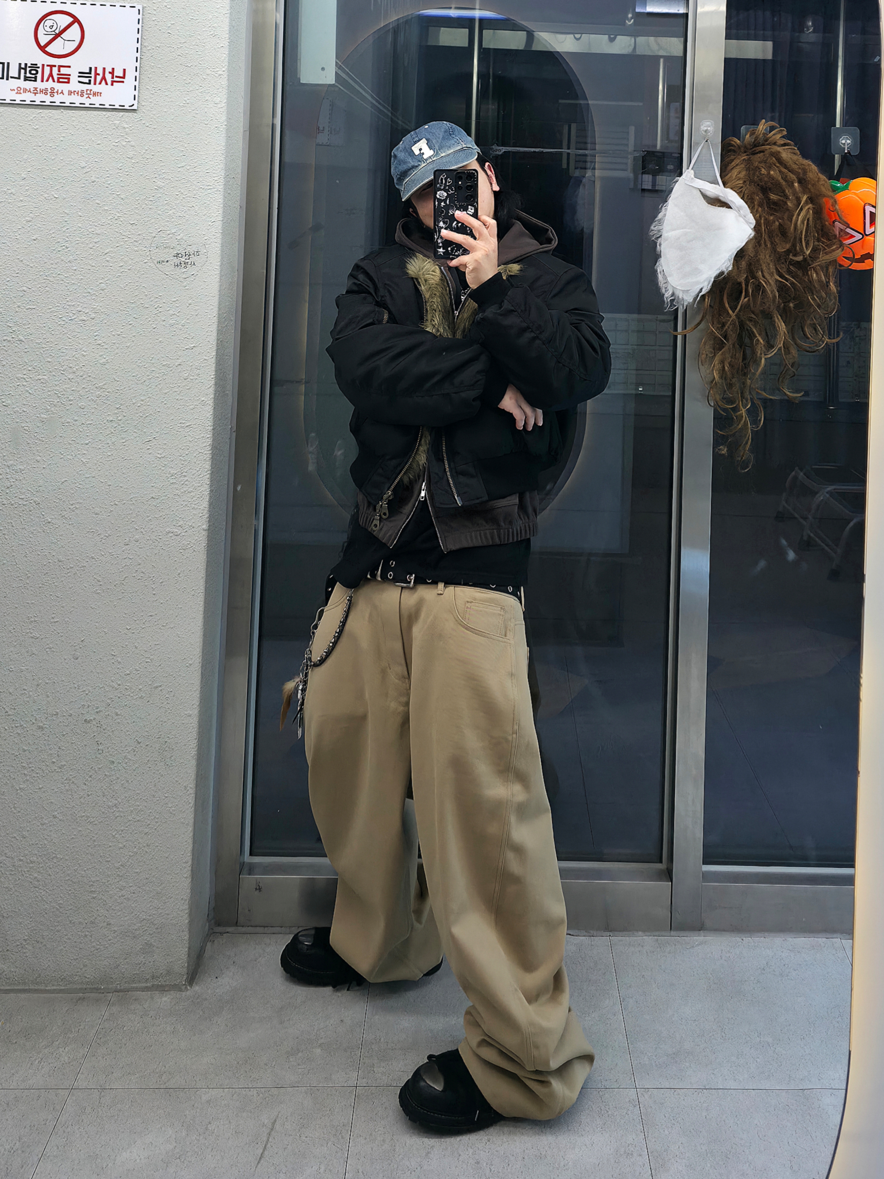 Fullcount 6 Panel Denim Baseball Cap F Patch Indigo Blue, Kamien x MJD Double Hole Belt Black Shearling Calfskin 착용 스타일 - 5