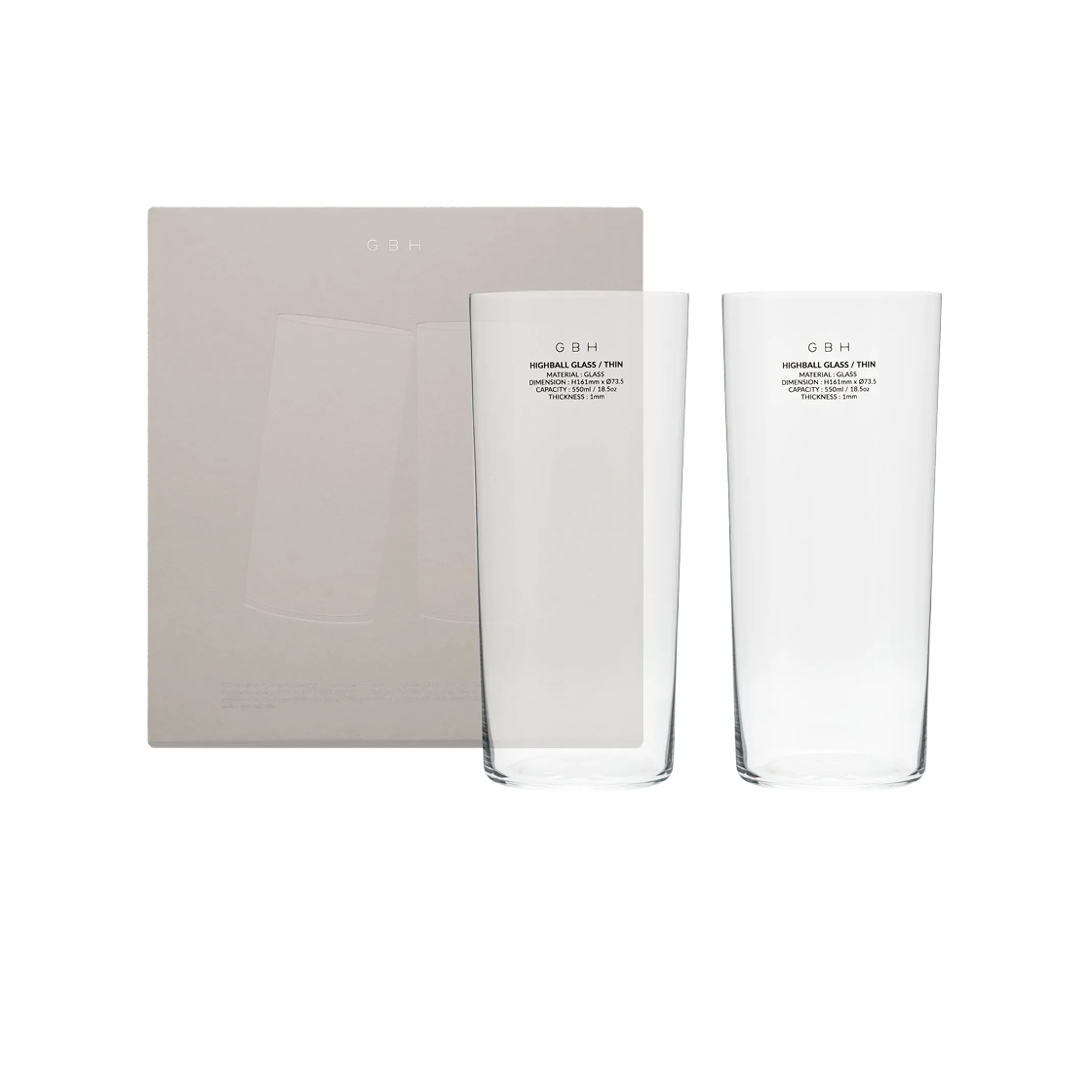8800256754267 GBH HOME Highball Glass Thin X 2ea Set