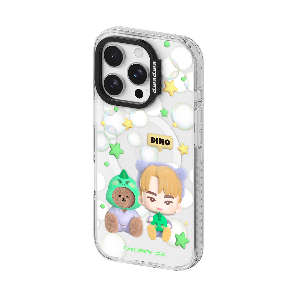 E2512_0191 [Puzzle SEVENTEEN X EARPEARP] Magsafe Wave Label Case+ Clear (DINO)