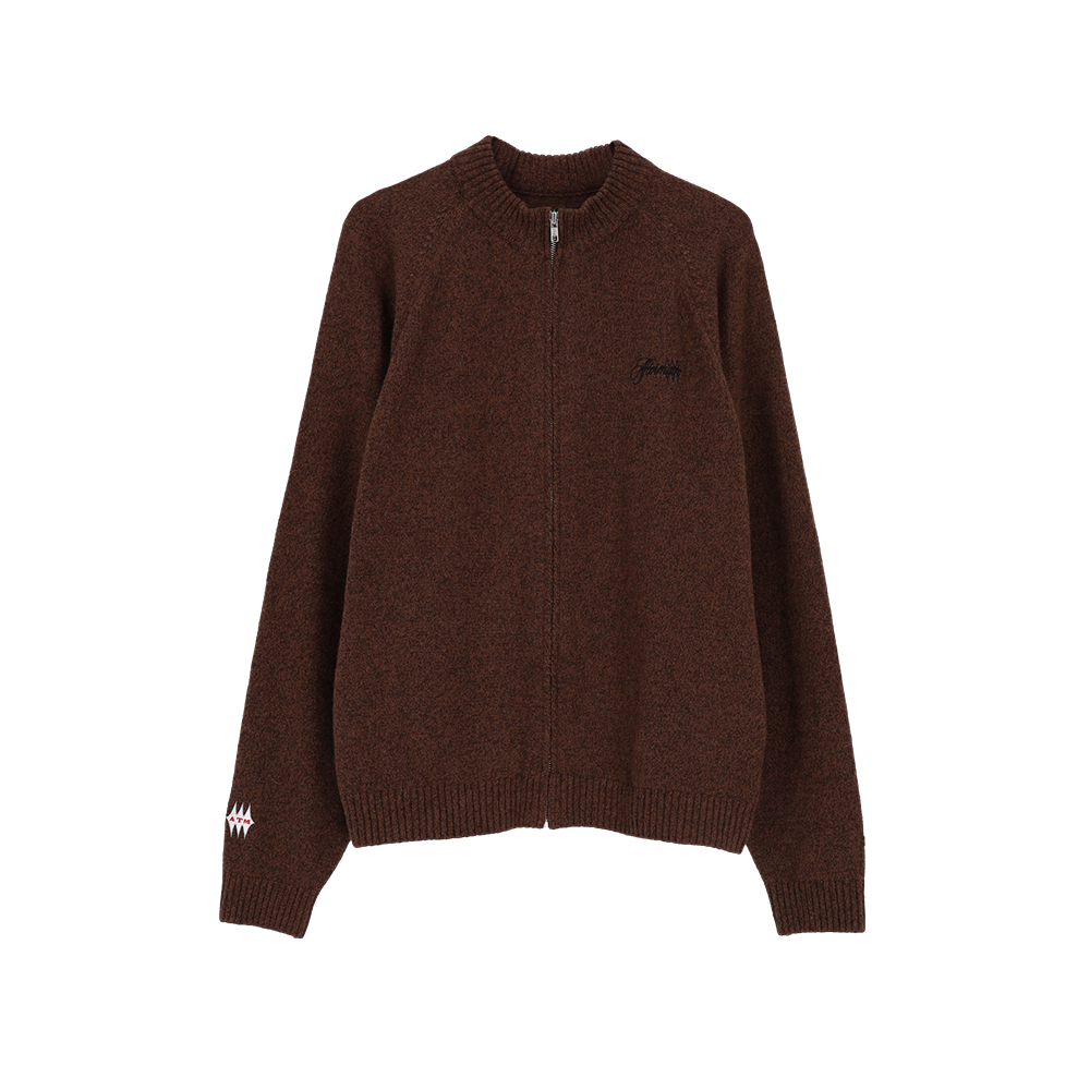 애프터매스 트위드 니트 풀 집 브라운(Aftermath Tweed Knit Full Zip Brown)