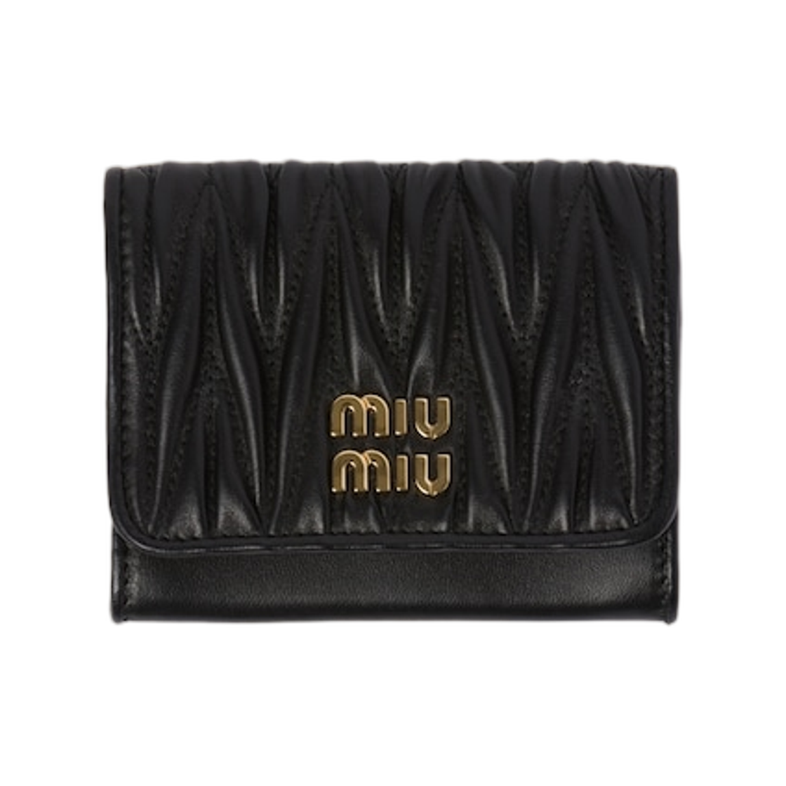 5MC104-AFPP-F0002 Miu Miu Matelasse Nappa Leather Card Holder Black