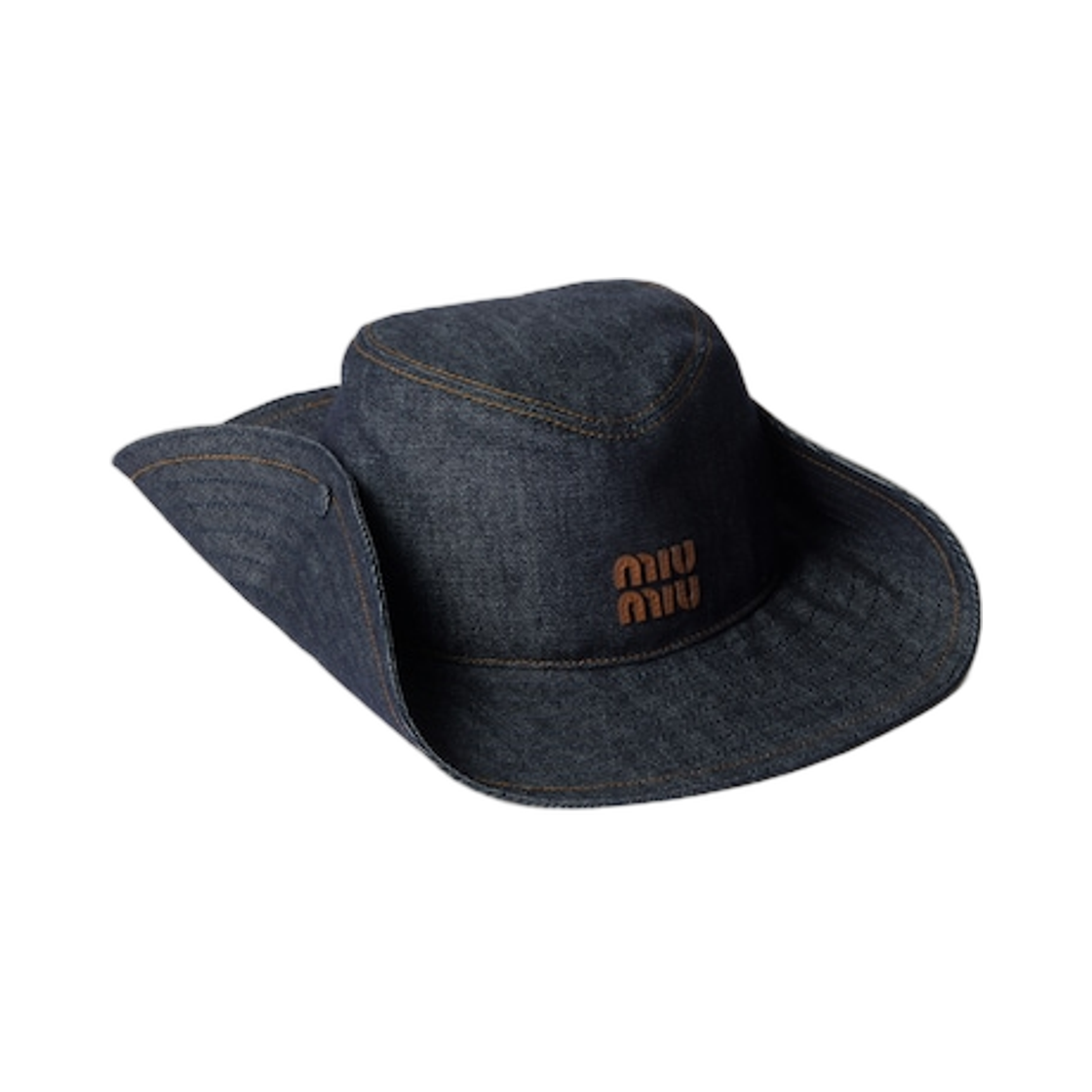 5HC221-ACRR-F0S30 Miu Miu Denim Cowboy Hat Blue Brandy
