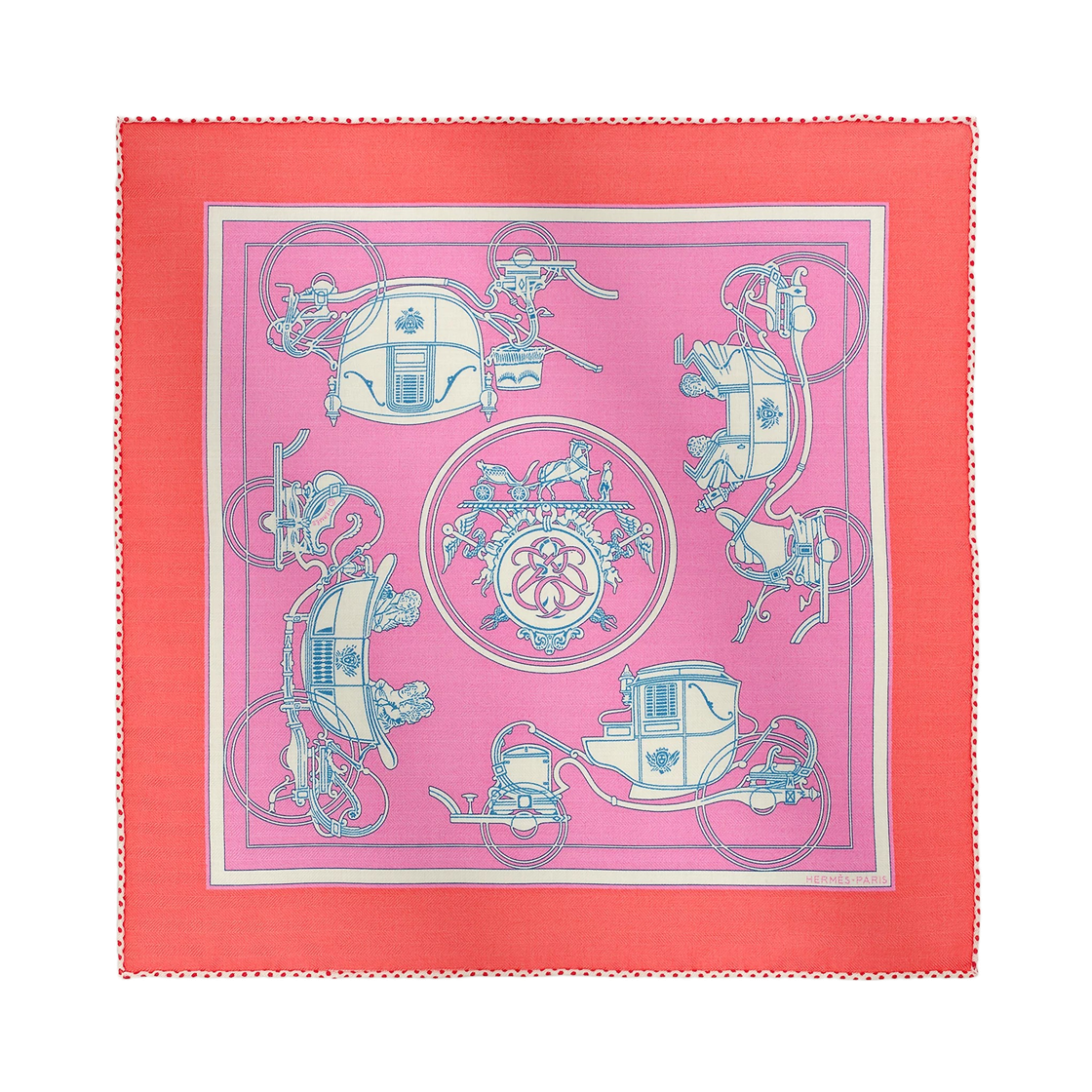 H741063S13 Hermes Ex-Libris Scarf 45 Saumon Rose Bonbon Encre