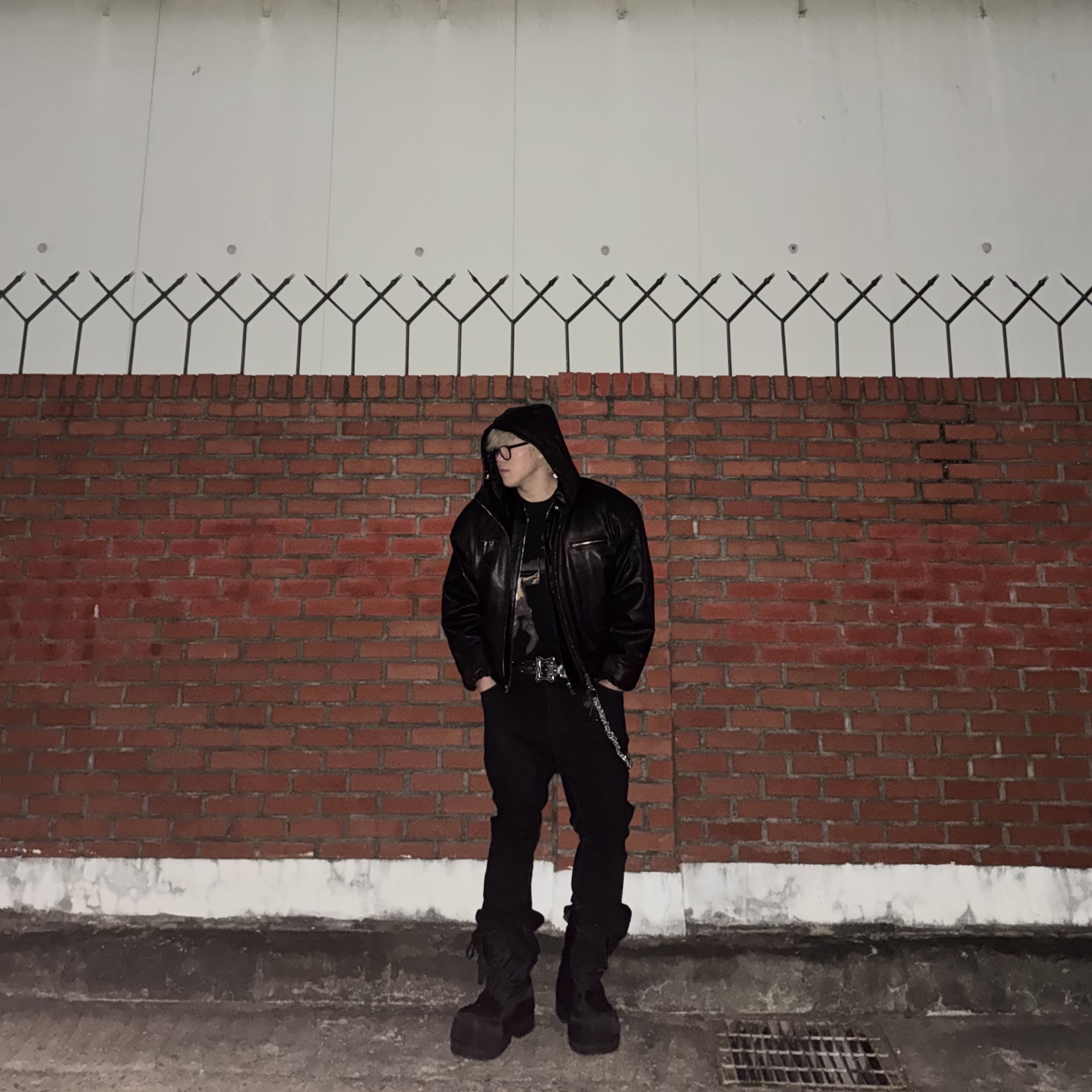 Thug Club Big Rock Leather Jacket Black, Thug Club Dragon Belt Black Vintage - 24FW 착용 스타일 - 1