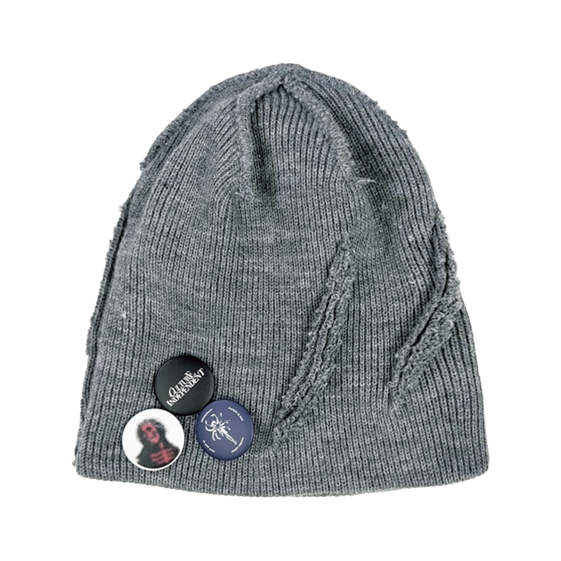 25-AC001 GR Resurrection13 Incision Badge Beanie Grey
