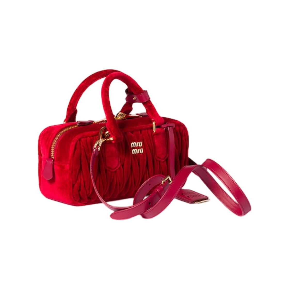 미우 미우 아르카디 마테라쎄 벨벳 백 레드(Miu Miu Arcadie Matelasse Velvet Bag Red) - 2