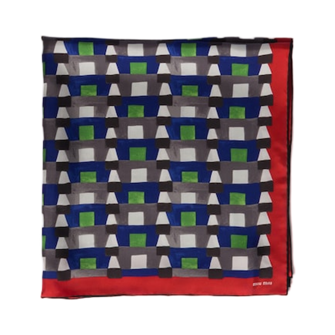 미우 미우 프린티드 실크 스카프 인디고 레드(Miu Miu Printed Silk Scarf Indigo Red) - 1