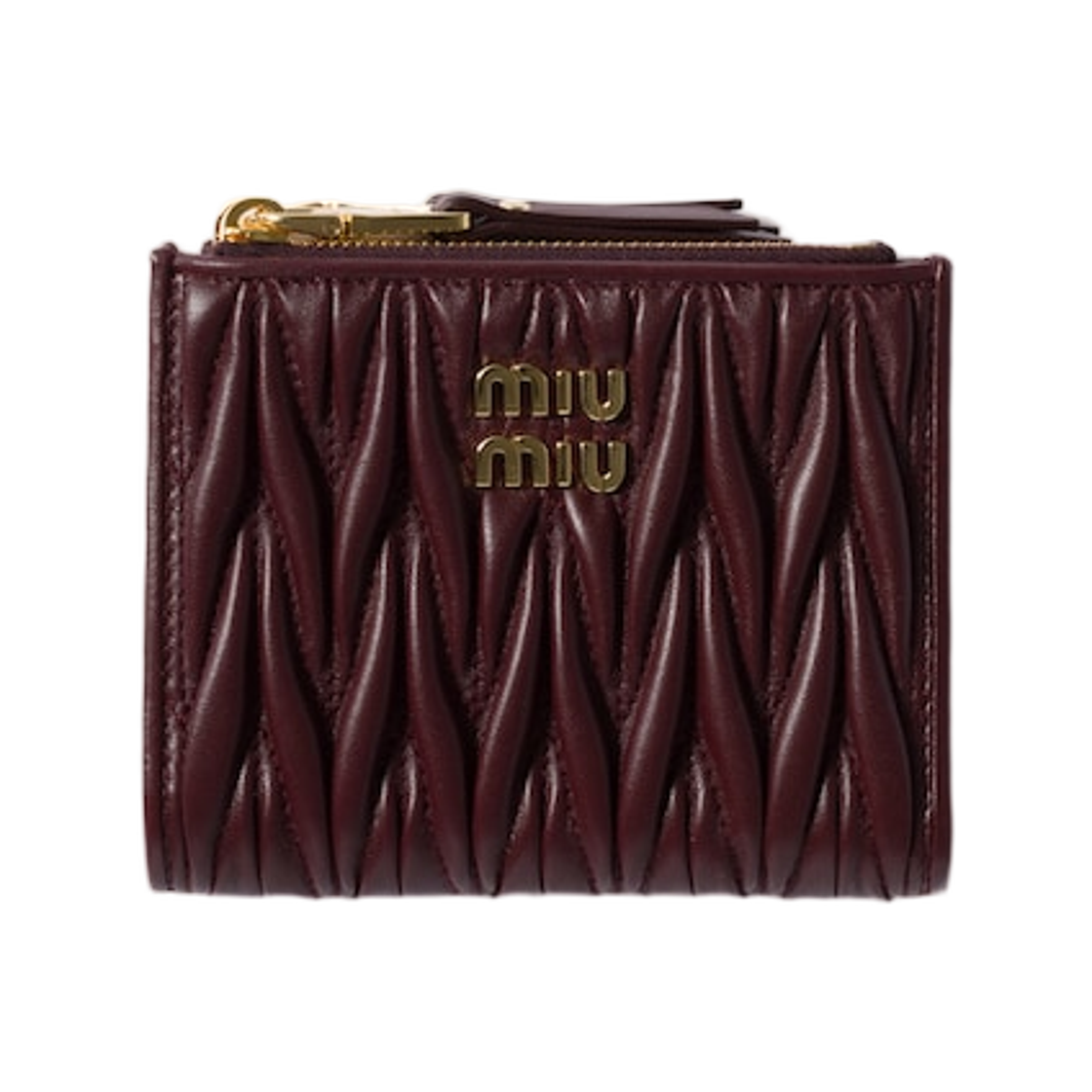 미우 미우 마테라쎄 나파 레더 스몰 월렛 버건디(Miu Miu Matelasse Nappa Leather Small Wallet Burgundy) - 1