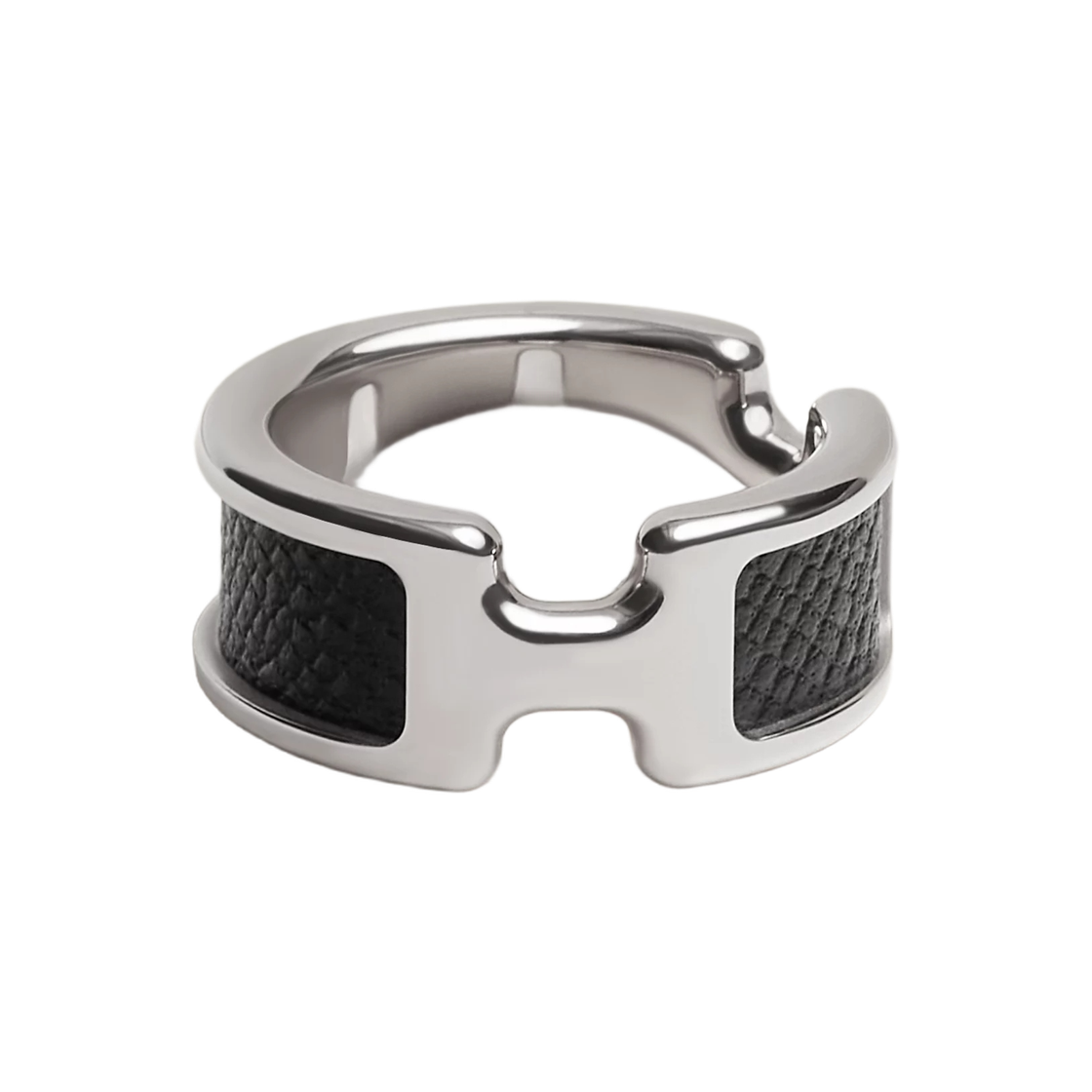 (W) 에르메스 스몰 올랭프 링 카프스킨 메탈 & 실버 하드웨어 누아((W) Hermes Small Olympe Ring Calfskin Metal & Silver Noir) - 1