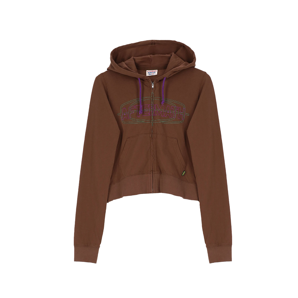 애프터매스 우먼스 콘트라스트 스티치 집 후디 브라운(Aftermath W Contrast Stitch Zip Hoodie Brown)