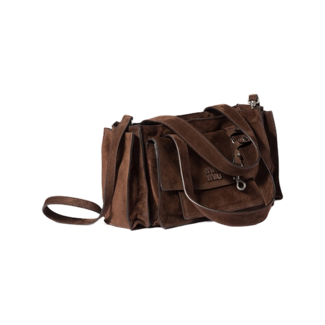 미우 미우 유틸리테 스웨이드 탑 핸들 백 다크 브라운(Miu Miu Utilitaire Suede Top-Handle Bag Dark Brown) - 2
