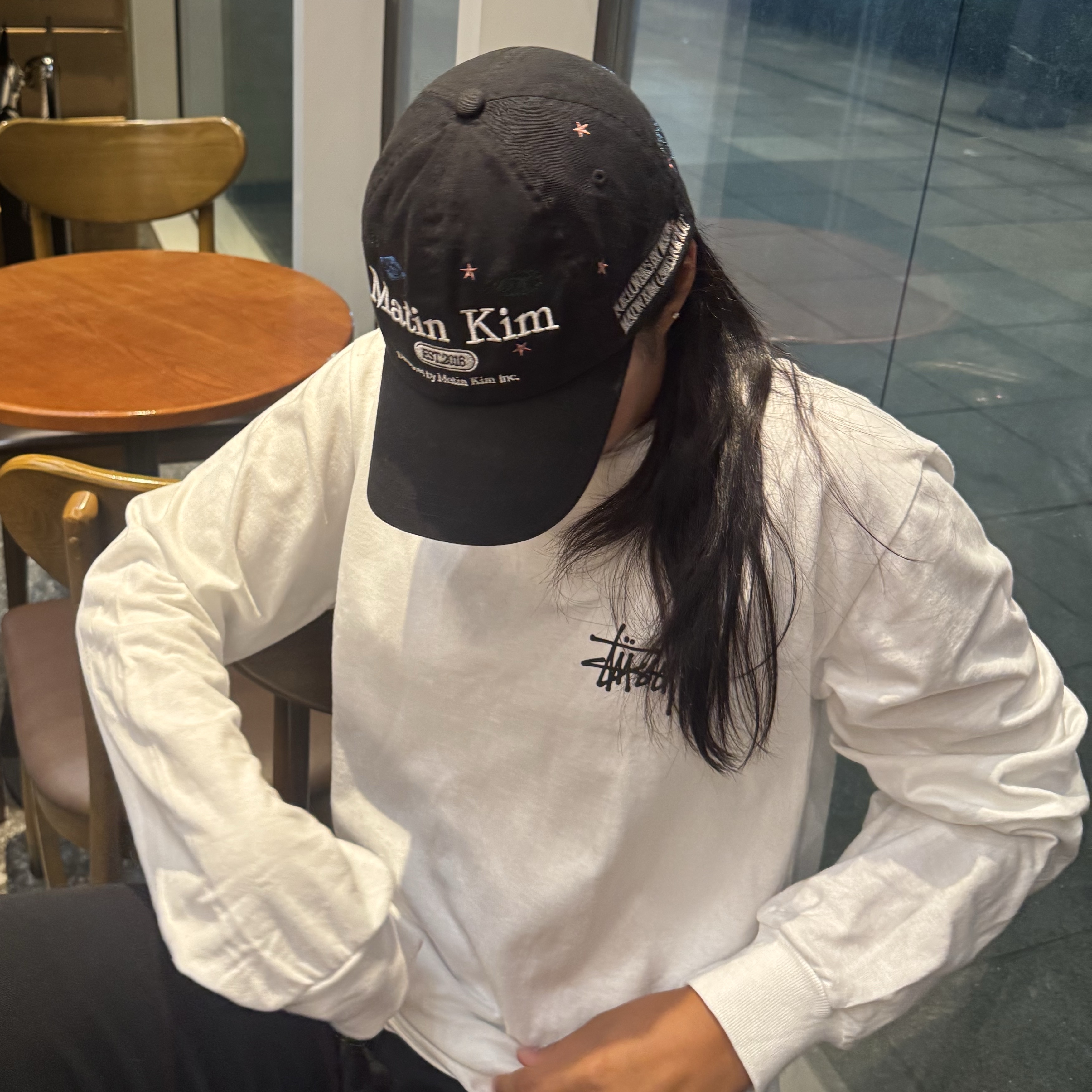 Stussy Basic Stussy LS T-Shirt White 착용 스타일 - 1