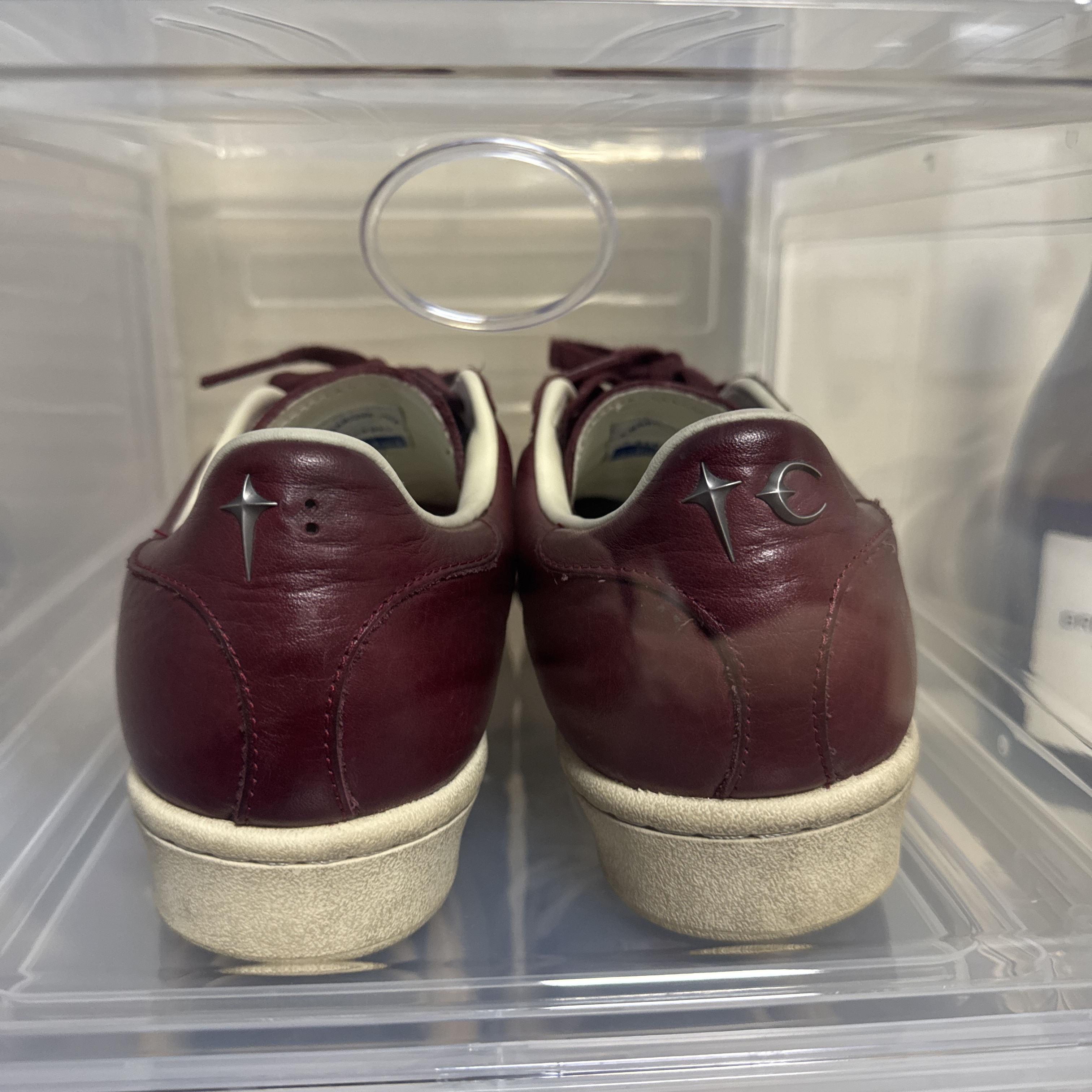 Adidas x Thug Club Superstar Vintage Collegiate Burgundy Cream White 착용 스타일