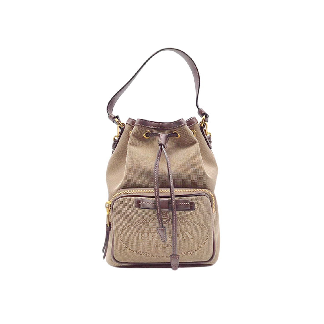 ITENP6CCSKT8 Prada Logo Jacquard Bucket Bag (1BH038) L829162