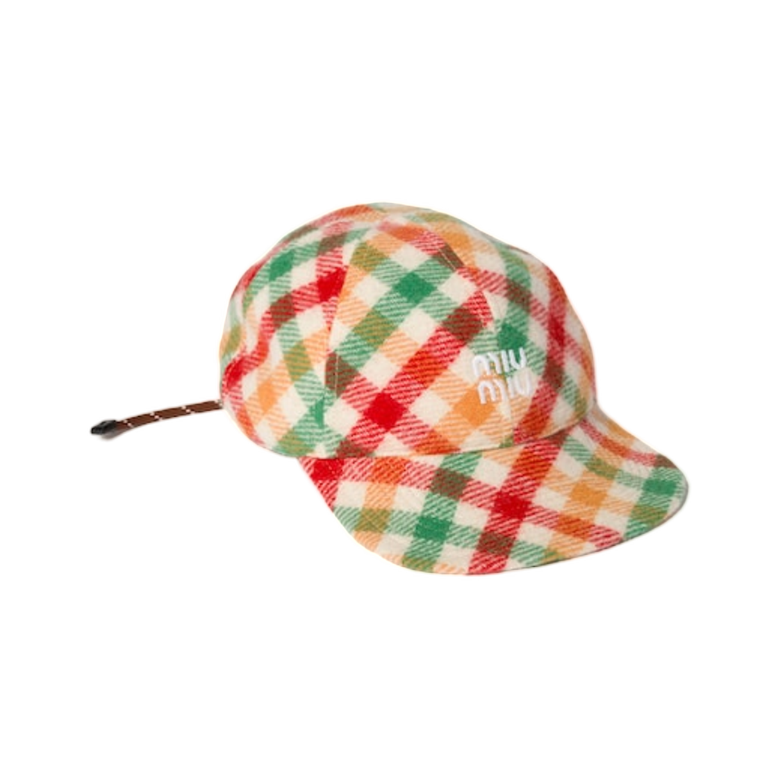 미우 미우 플레이드 울 베이스볼 캡 레드 그린(Miu Miu Plaid Wool Baseball Cap Red Green) - 1
