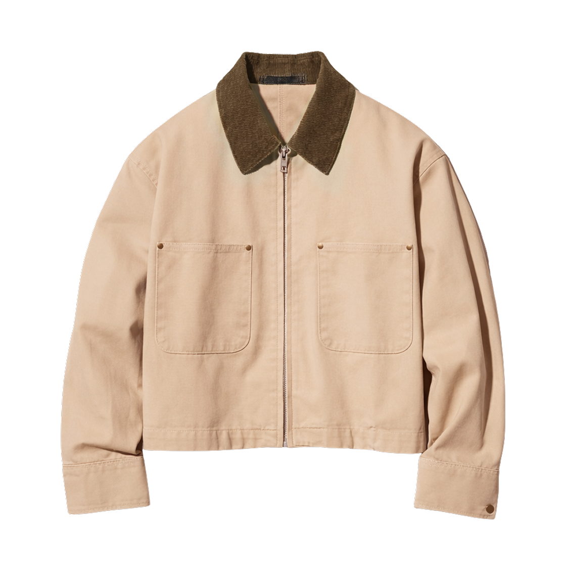 (W) 유니클로 집업 숏 자켓 베이지 - JP((W) Uniqlo Zip-Up Short Jacket Beige - JP) - 1