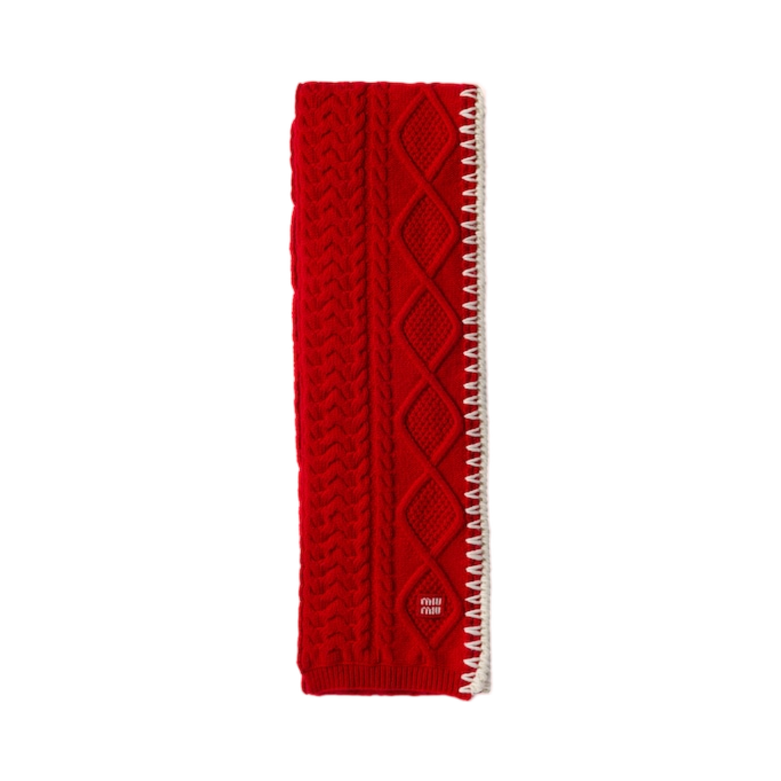 미우 미우 울 앤 캐시미어 스카프 레드 화이트(Miu Miu Wool and Cashmere Scarf Red White) - 1