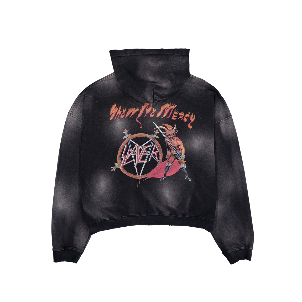 슬레이어 언더마이카 쇼 노 머시 빈티지 워시드 후디 블랙(SLAYER Undermycar Show No Mercy Vintage Washed Hoodie Black)