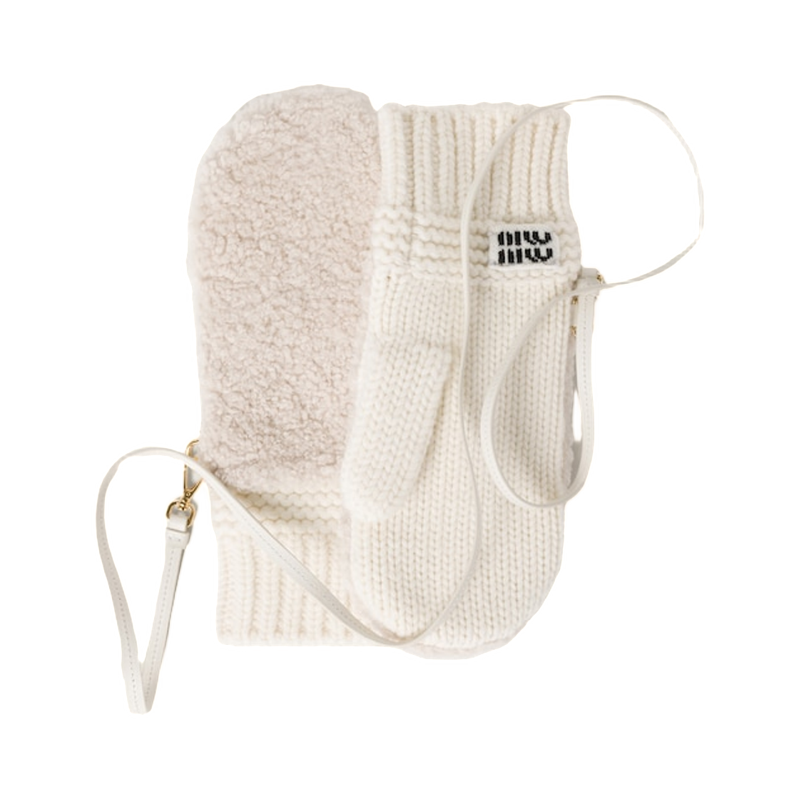 5GG203-2CSR-F0009 Miu Miu Wool, Cashmere and Shearling Mittens White