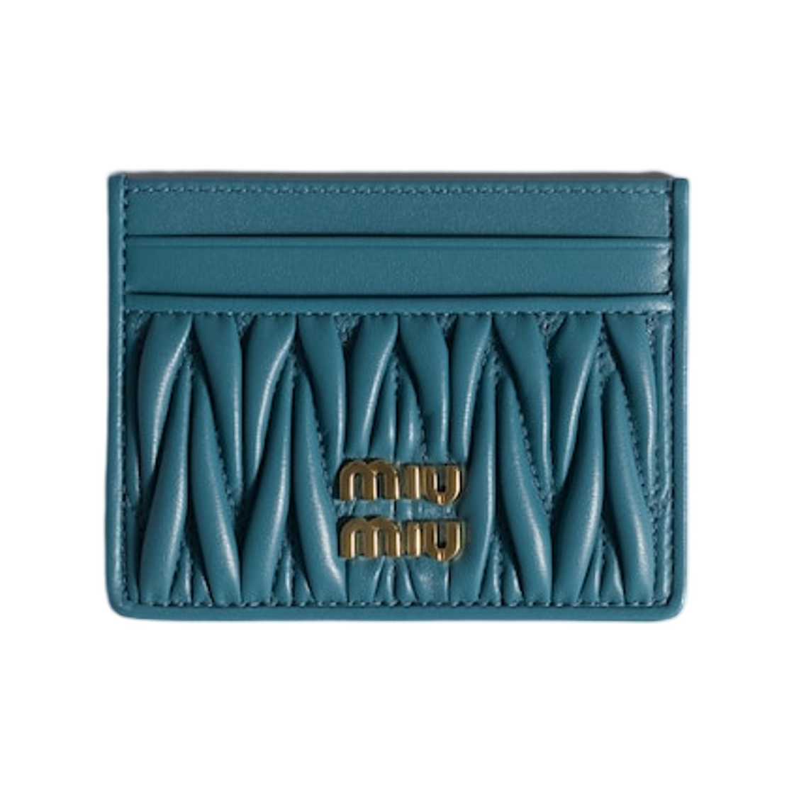미우 미우 마테라쎄 나파 레더 카드 홀더 마리나 블루(Miu Miu Matelasse Nappa Leather Card Holder Marina Blue)