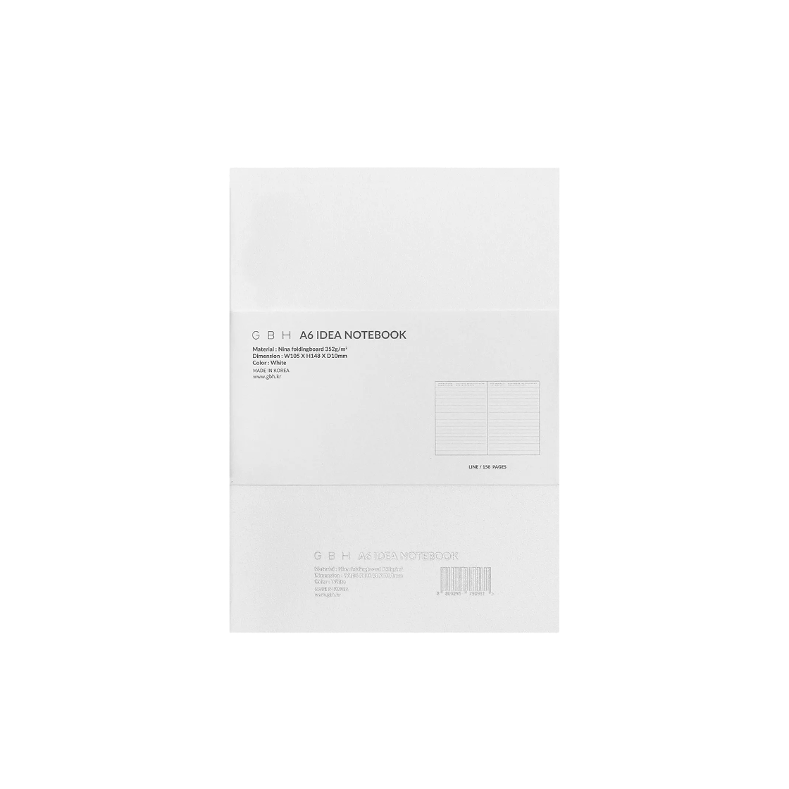 8800256750931 GBH HOME A6 Idea Notebook White