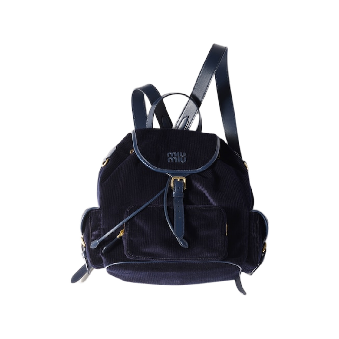 5BZ042-AF81-F0124 Miu Miu Corduroy Backpack Navy