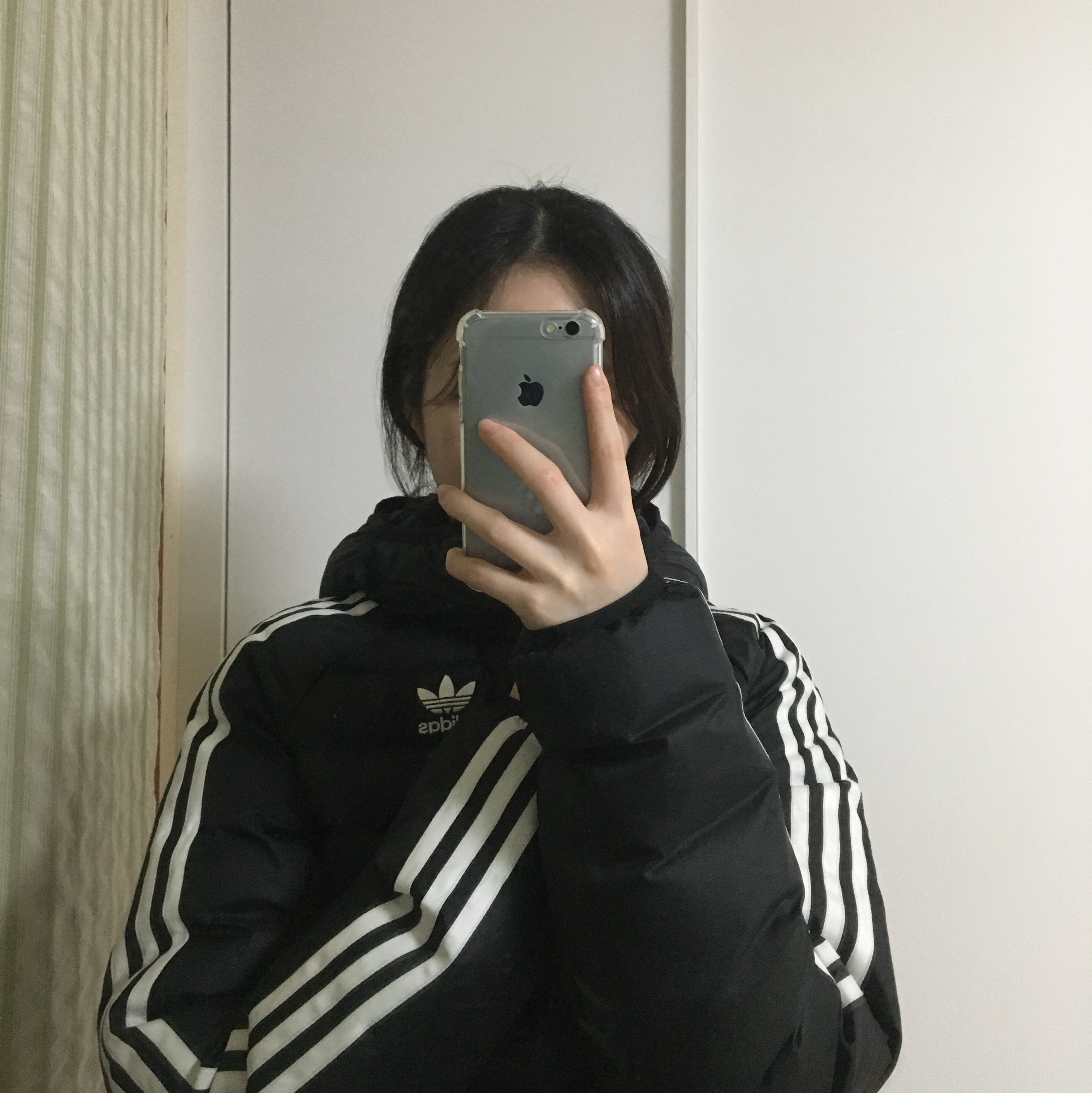 Adidas Originals Synthetic Hooded Jacket Black White - KR Sizing 착용 스타일 - 2